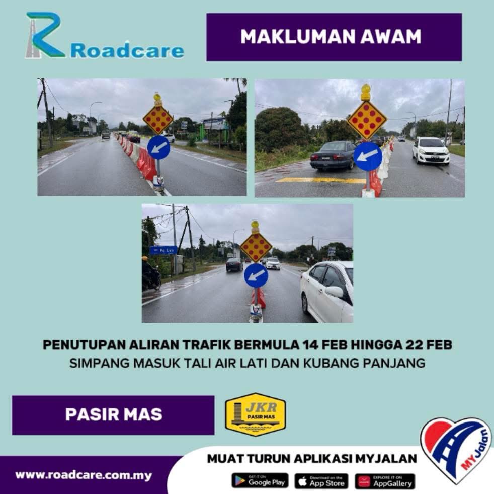RC_KKrai's tweet photo. 🚧👷🏻‍♂️MAKLUMAN AWAM👷🏻‍♂️🚧

Penutupan Aliran Trafik OPS SELAMAT SEMPENA PERAYAAN TAHUN BARU CINA Bermula Pada 14 Februari Hingga 22 Februari. 

@Roadcare_HQ 
@moworksmy https://t.co/tEFdmQWwzc
