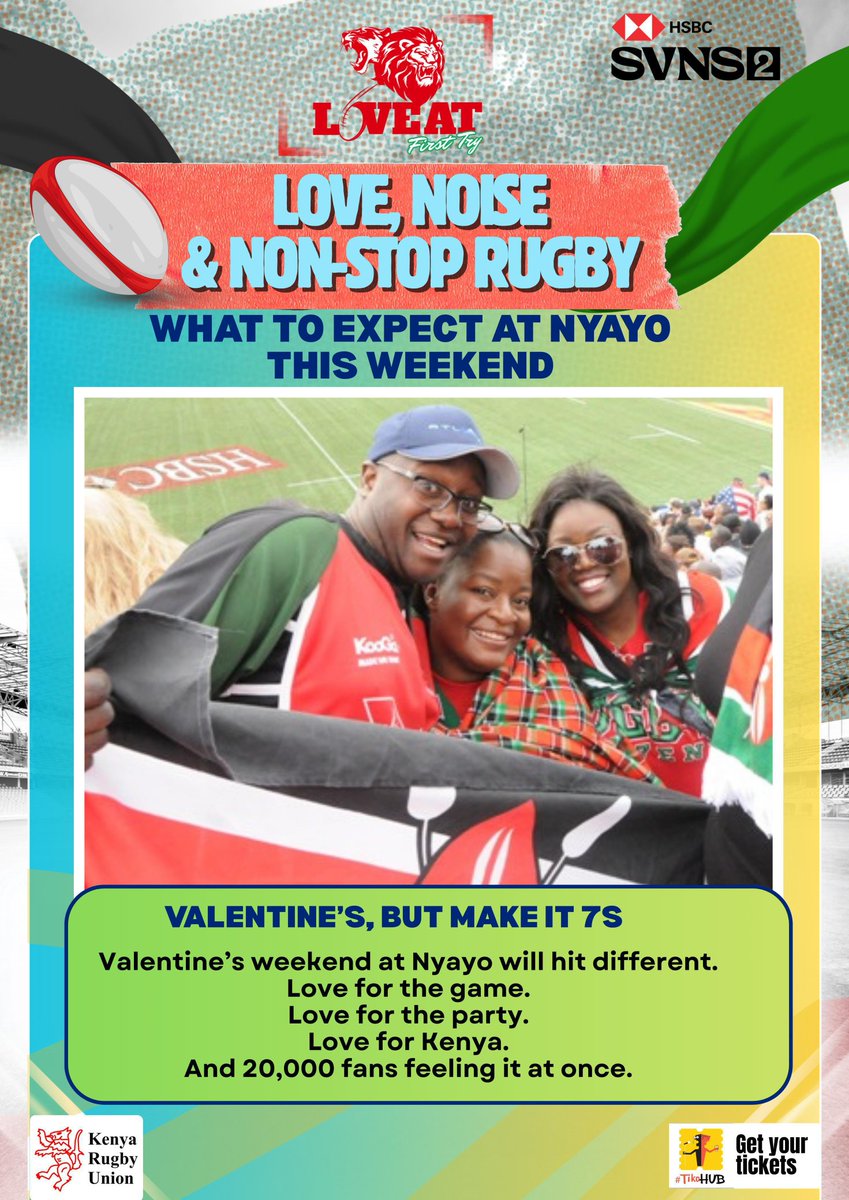 Love for the game 

Love fo the party 

Love for Kenya 

Nyayo Stadium is calling 

<a href="/OfficialKRU/">Kenya Rugby</a> 

#loveatfirsttry