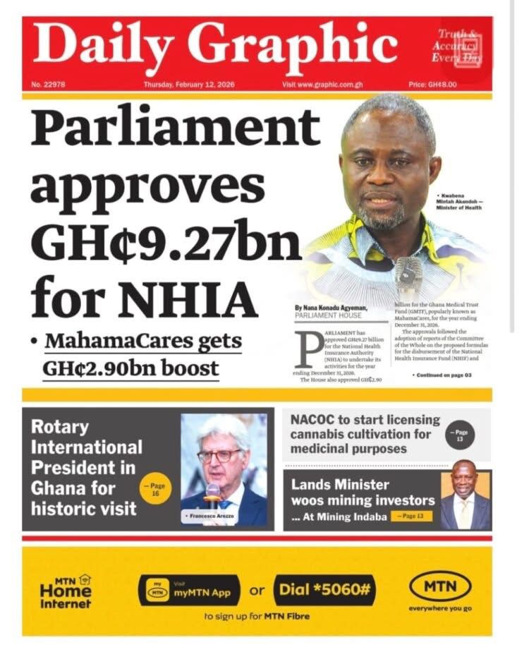 Newspaper Headlines: Thursday, February 12, 2026