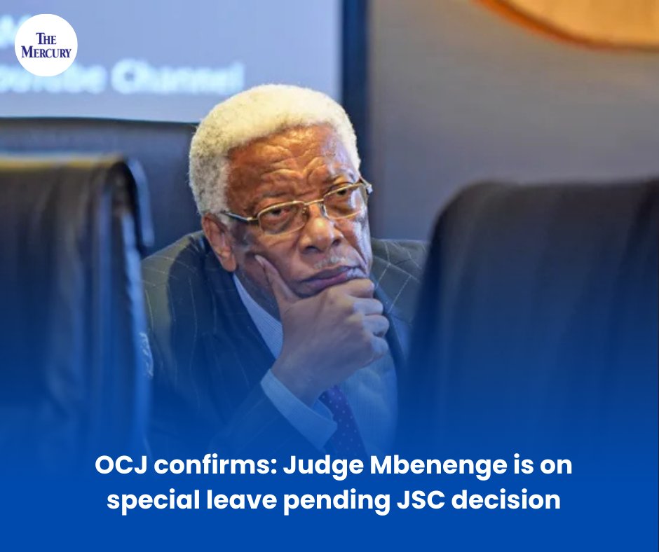 TheMercurySA's tweet photo. ⚖️ Judicial spotlight: The Office of the Chief Justice confirms Judge Mbenenge is on special leave while the Judicial Service Commission considers its decision. A pivotal moment for the judiciary.
Read more: https://t.co/BFmWwlEiMa
#SouthAfrica #Judiciary #Justice #OCJ #JSC https://t.co/D7IL2zWHWw