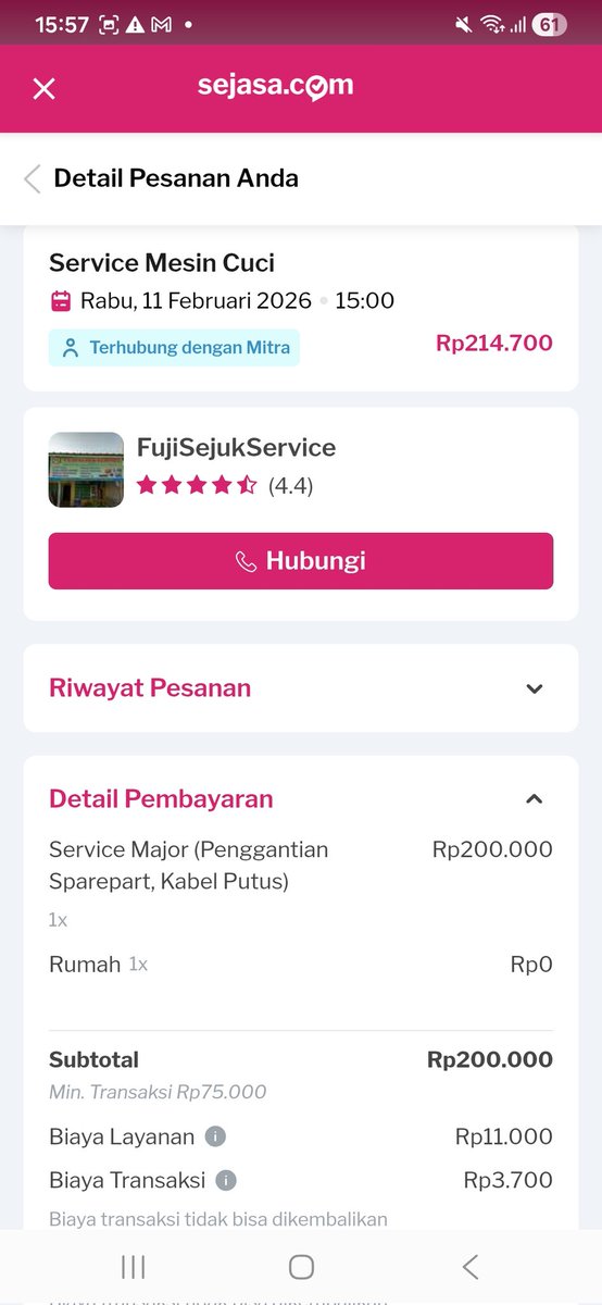 Moonnote's tweet photo. mekanik mitra @sejasadotcom minta "biaya service" 200rb di luar biaya yg sudah saya bayarkan memalui app.

mohon penjelasannya https://t.co/GueAVsqYlo
