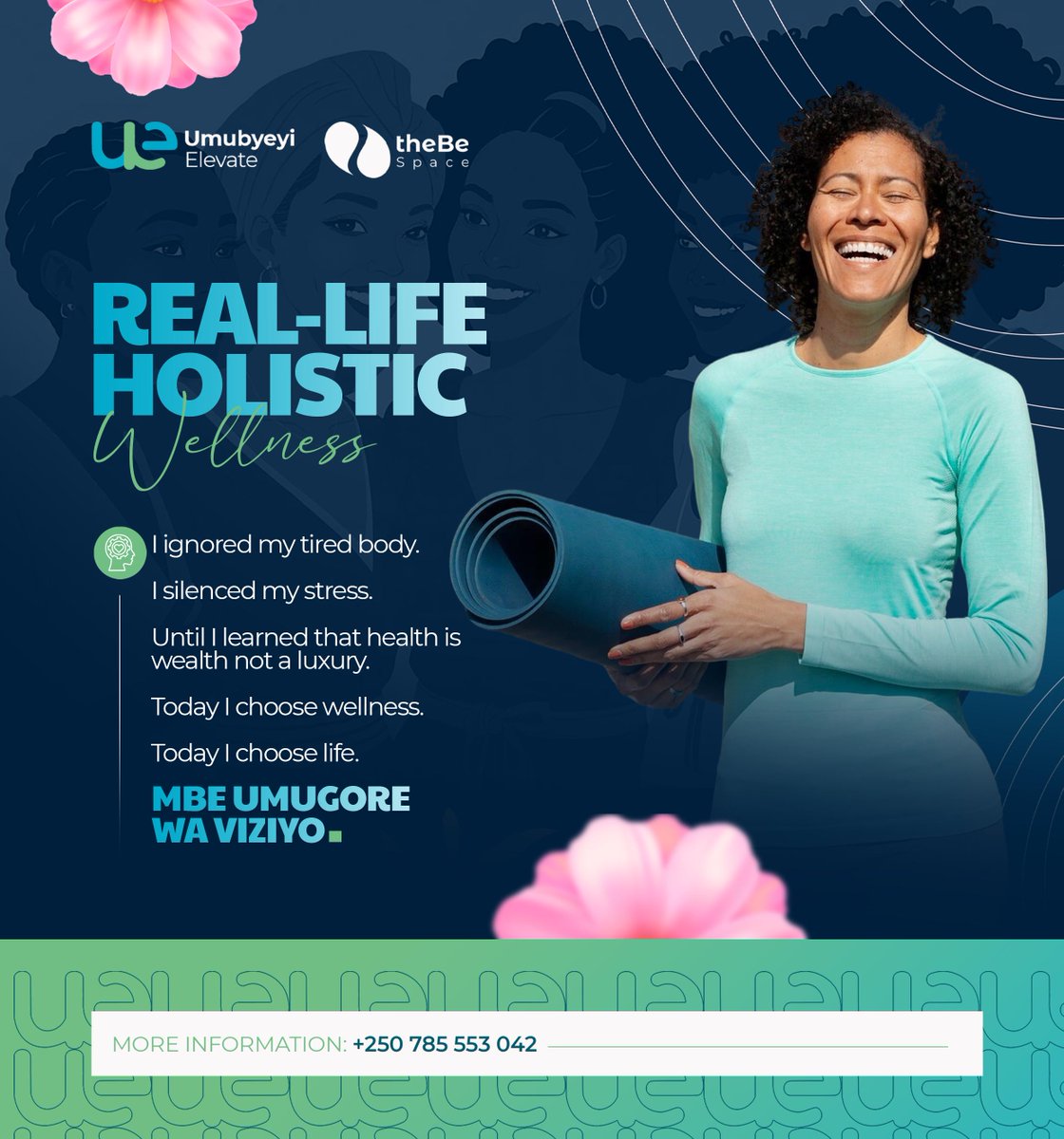 umubyeyi_rw's tweet photo. Hey there.
When was the last time you chose you?

Holistic wellness isn’t about perfection,it’s about care, balance, and listening to your body.

Today, we choose wellness.
MBE UMUGORE WA VIZIYO
Real-life. Holistic. Whole.

#MbeUmugoreWaViziyo #RealLifeWellness #HolisticCare #ChooseWellness #TheBeSpace