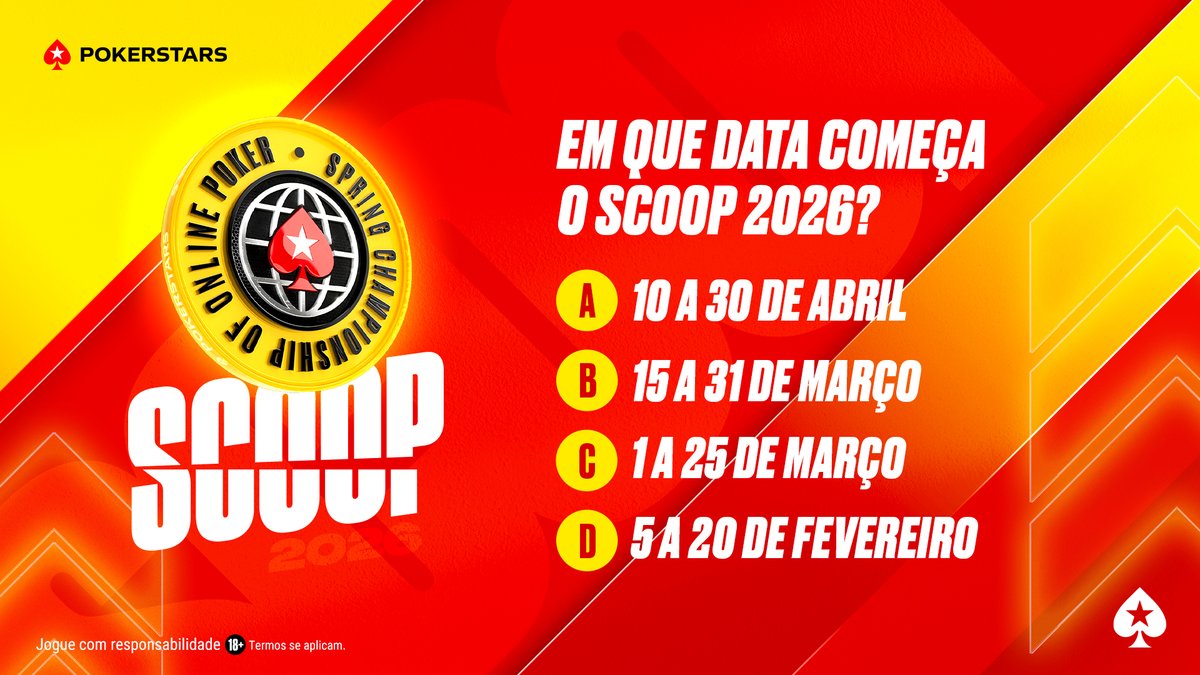 O grind mais quente do ano tá chegando! Bora começar a preparação pra glória?

UM de OITO tíquetes de US$11 pode ser seu. Responde aí!

⏰ Até amanhã, às 20h, no formato: X [StarsID] + #SCOOP

ℹ️ Termos se aplicam: psta.rs/TermosBR.