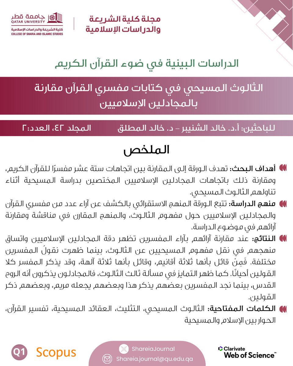 مجلة كلية الشريعة والدراسات الإسلامية tweet media