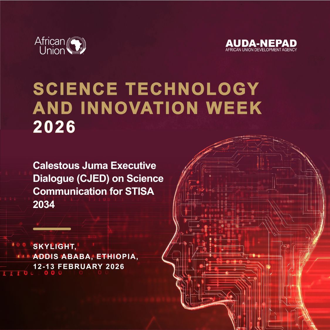 NEPAD_Agency's tweet photo. What is the cost of science when its message never reaches the people who need it?

The Calestous Juma Executive Dialogue (CJED) opens today in Addis Ababa, convening researchers, communicators and policy leaders to strengthen how evidence informs decision-making across Africa and the Global South.

From science communication frameworks to practical capacity building, CJED focuses on translating research into action that drives development. The dialogue reflects a shared commitment to making science more visible, accessible and impactful.

#APETCJED #CJED #ScienceCommunication #STIWeek2026 #STISA2034