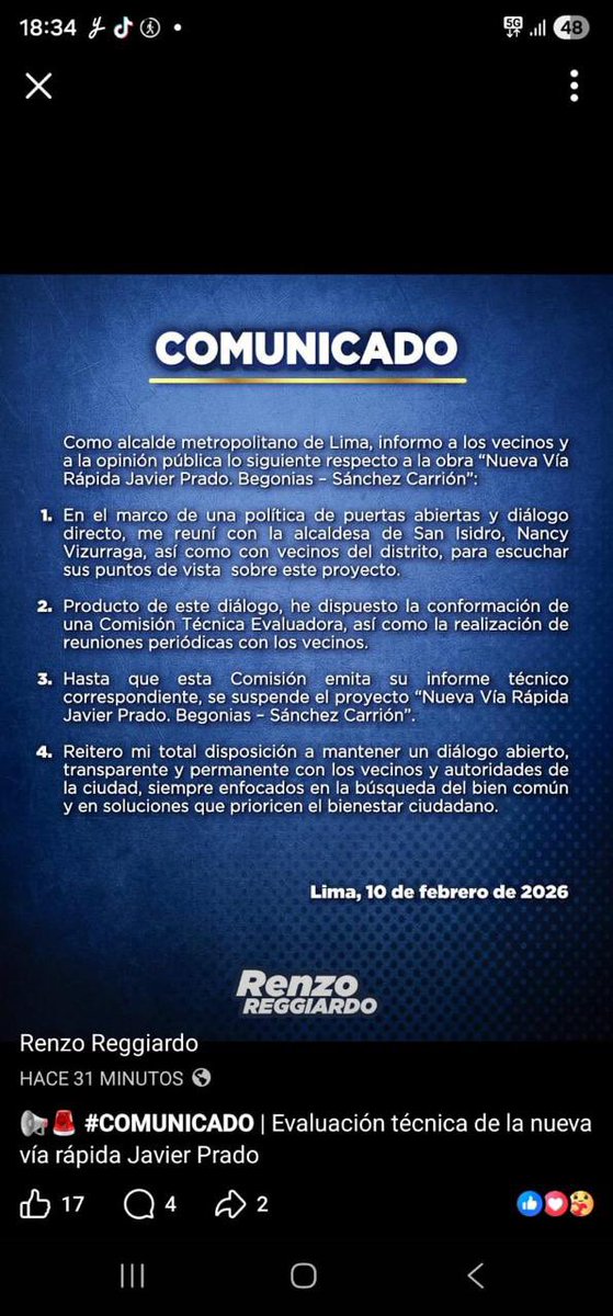 VecinosSi's tweet photo. @MuniLima Saludamos la decisión del alcalde de suspender el proyecto y conformar una comisión técnica evaluadora. Confiamos en que este espacio permitirá analizar con rigor técnico las alternativas que realmente mejoren la calidad de vida y el transporte masivo en la ciudad. https://t.co/wluepRoSid