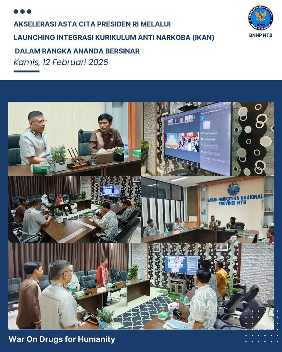 Kepala BNN Provinsi  NTB, *Brigjenpol. Marjuki, S. I. K., M. Si.*,  mengikuti kegiatan Launching Integrasi Kurikulum Anti Narkoba (IKAN) dalam rangka Akselerasi Asta Cita Presiden RI melalui Zoom Meeting Nasional.