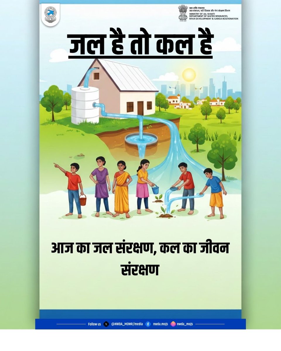 NWDA_MOWR's tweet photo. जल संरक्षण सिर्फ जिम्मेदारी नहीं, हमारा कर्तव्य है। आइए मिलकर आज जल बचाएँ — ताकि कल सुरक्षित रहे। 

#SaveWaterSaveFuture #IncredibleIndia #Riversofindia #Saveriver

@DoWRRDGR_MoJS
@cleanganganmcg
@CGWB_CHQ
@CWCOfficial_GoI
@jaljeevan_
@nwmgoi https://t.co/JdXap44ikj