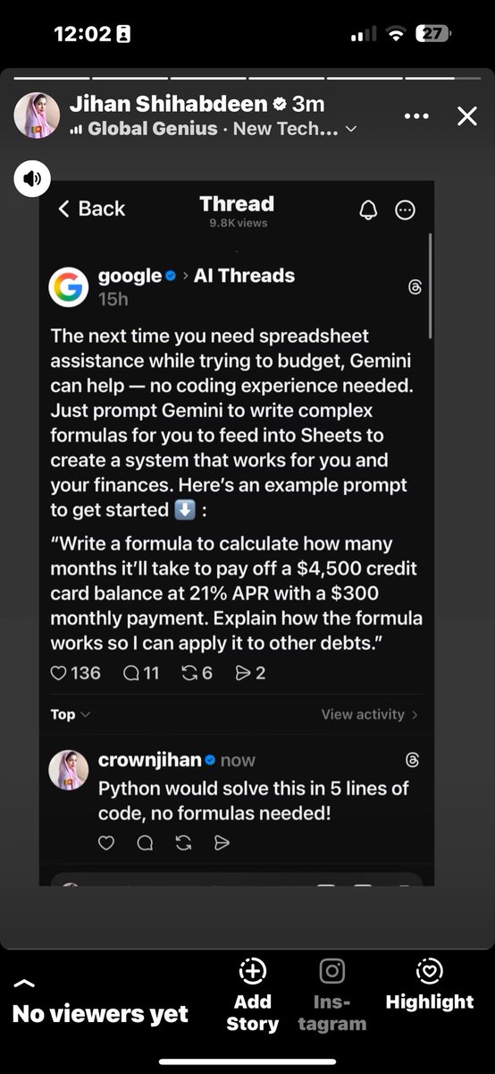 jehan_hameed's tweet image. #Google still uses 1990s spreadsheet logic to sell 2026 AI tech! 
 #Gemini deserves better – internal Python code execution, anyone? 
#AIFuture #SpreadsheetPast #GoogleWakeUp