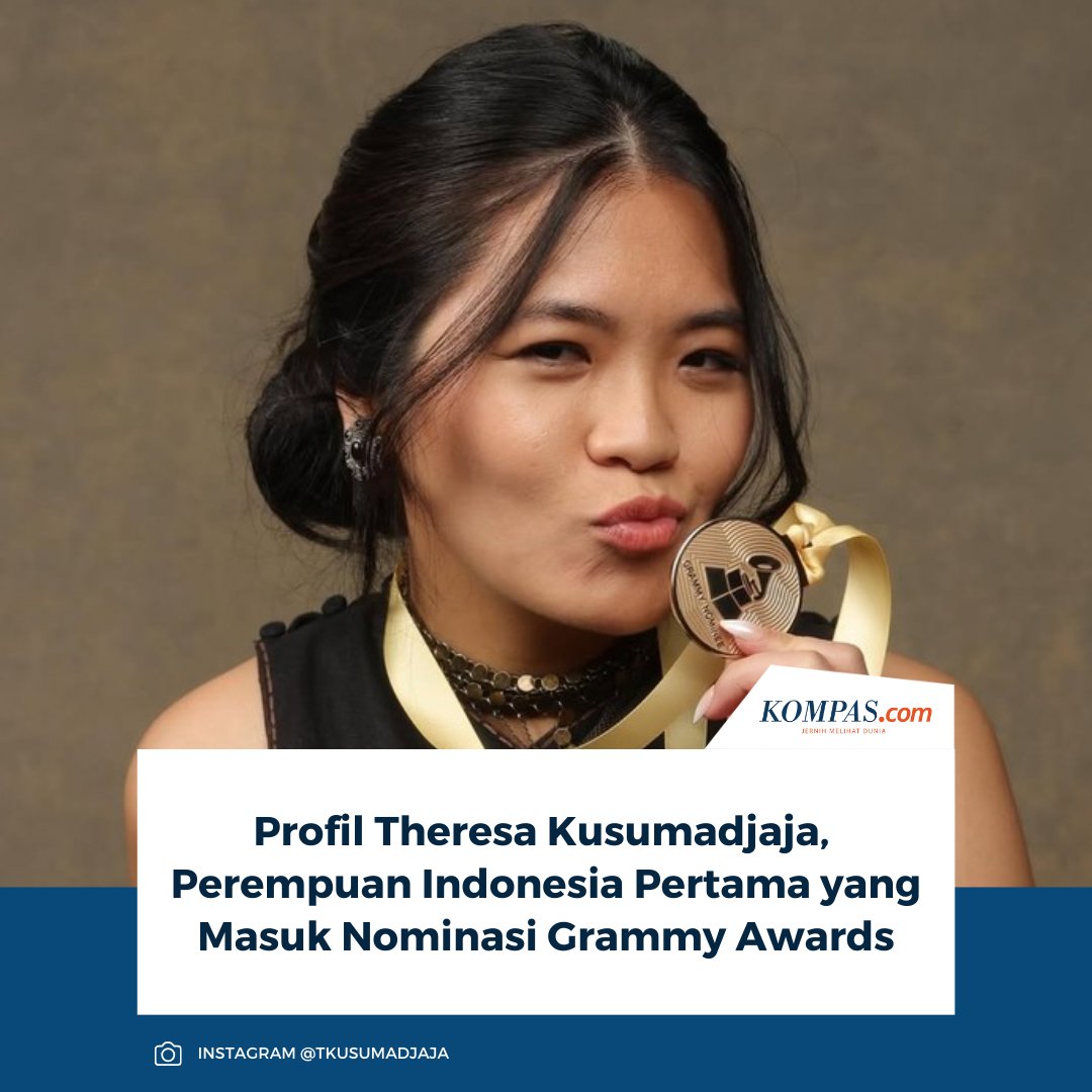 kompascom's tweet photo. Theresa Kusumadjaja adalah seorang produser video asal Indonesia yang mencatatkan sejarah sebagai perempuan Indonesia pertama yang berhasil menembus nominasi Grammy Awards.

👉🏻Baca profilnya https://t.co/IKiX3dMboF

~AM #TheresaKusumadjaja #Produser #GrammyAwards https://t.co/xovZLbsQjR