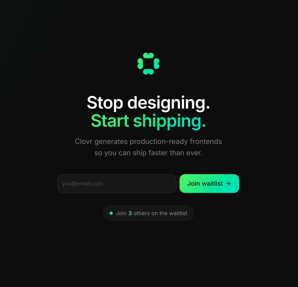 saltjsx's tweet image. our waitlist is now open

made with clovr
clovr.dev