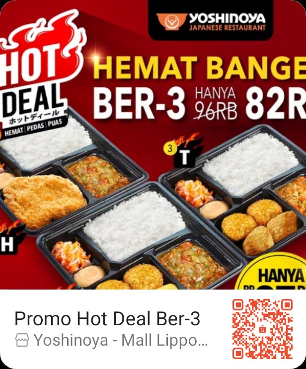 Paket Hemat Yoshinoya makan enak harga bersahabat aman di kantong, silakan diklik aja, nanti otomatis akan diarahkan ke cabang resto terdekat 
👩‍🍳👨‍🍳
spf.shopee.co.id/9fFNRKbWAT