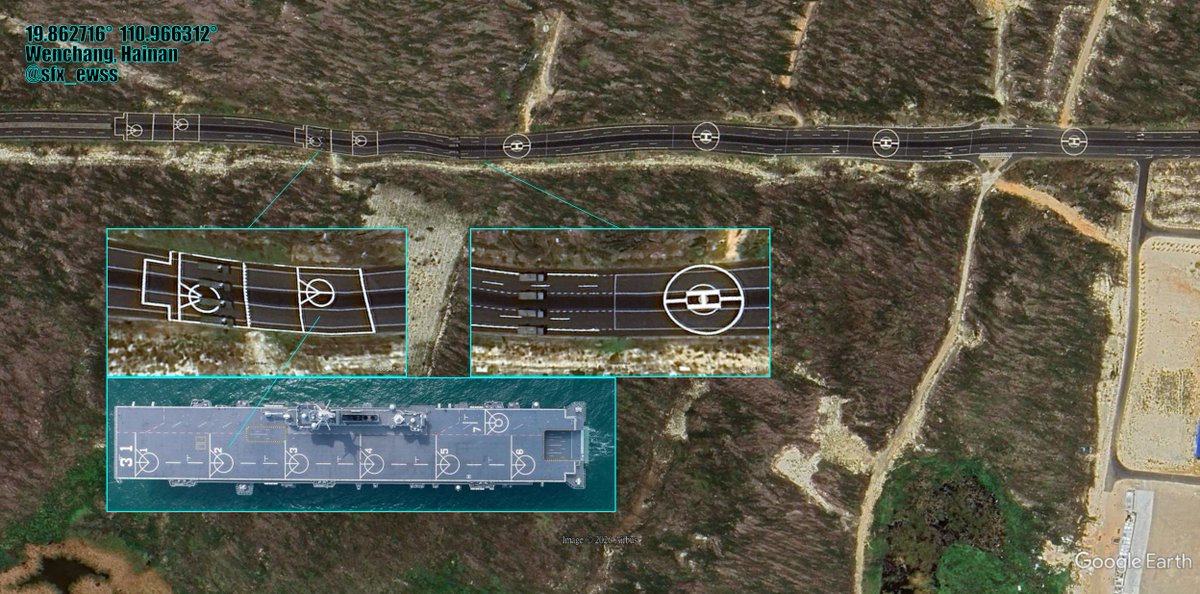 They look similar to the markings on the deck of Type 075 amphibious assault ship.

#Hainan #SouthChinaSea