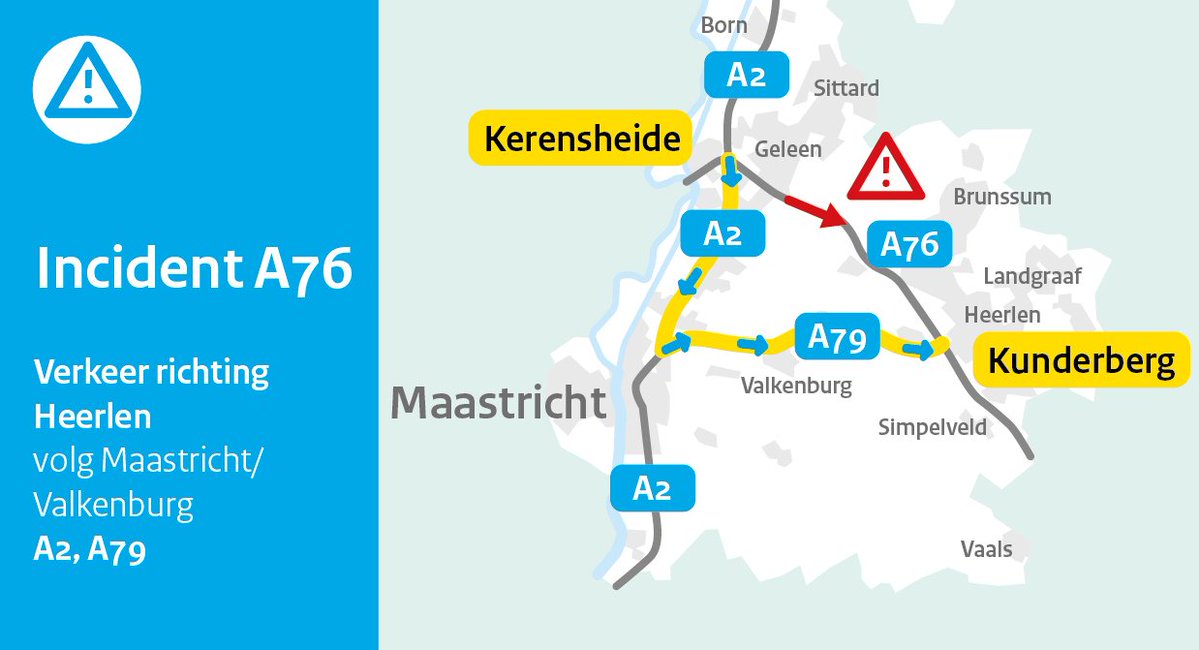 Ongeval met zeven voertuigen op de A76 bij Spaubeek