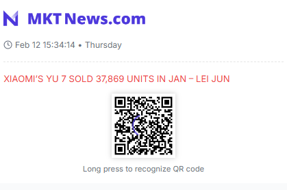Sino_Market's tweet photo. XIAOMI’S YU 7 SOLD 37,869 UNITS IN JAN – LEI JUN
#XIAOMI #YU7
(https://t.co/TsEuQYLGEZ) https://t.co/66kvRYpebE