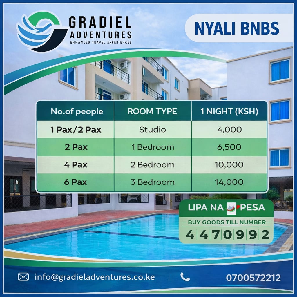 gradieltours's tweet photo. Mombasa, Nyali BNBs Available 
Enjoy a relaxing coastal stay with Gradiel Adventures.

📞 0700 572 212
📧 info@gradieladventures.co.ke
💳 Lipa Na M-Pesa Till: 4470992

#NyaliBnB #MombasaStay #GradielAdventures #CoastalGetaway #TravelKenya https://t.co/K8PhM1Kc4p