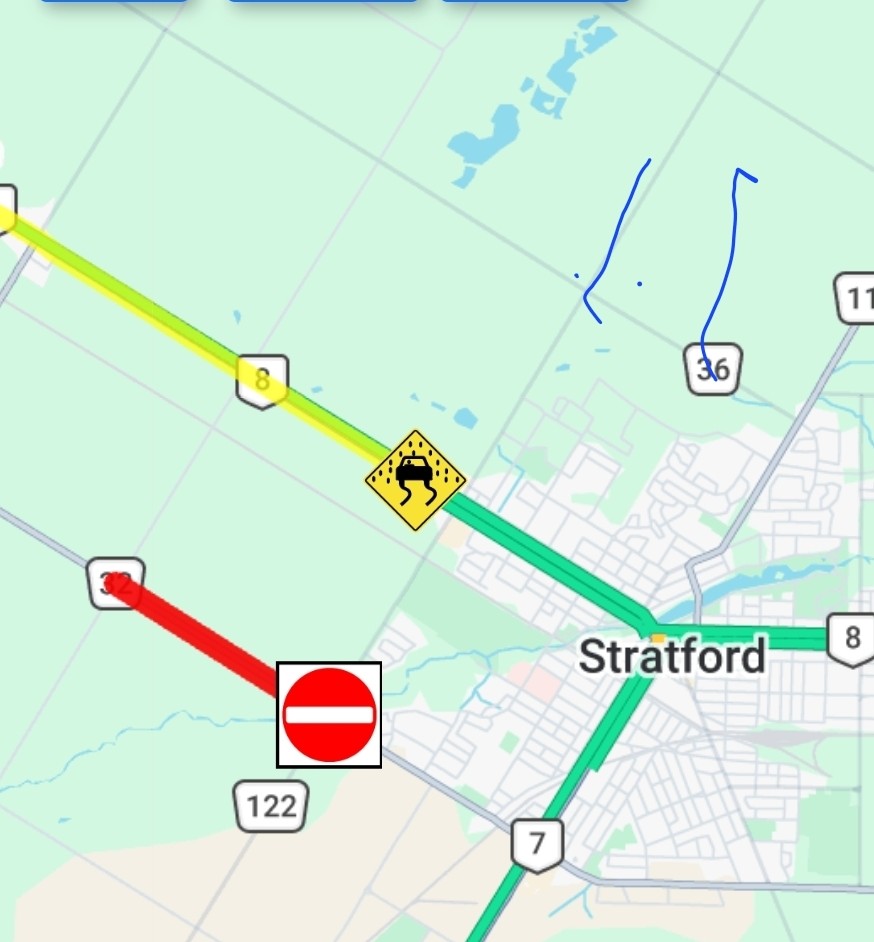 PerthCoRoads's tweet image. Road Closure: Perth Line 32 is closed between Rd 122 and Rd 125 at the request of Stratford Police due to a collision.
Please choose an alternate route this morning. 
#PerthCounty #Drivesafe