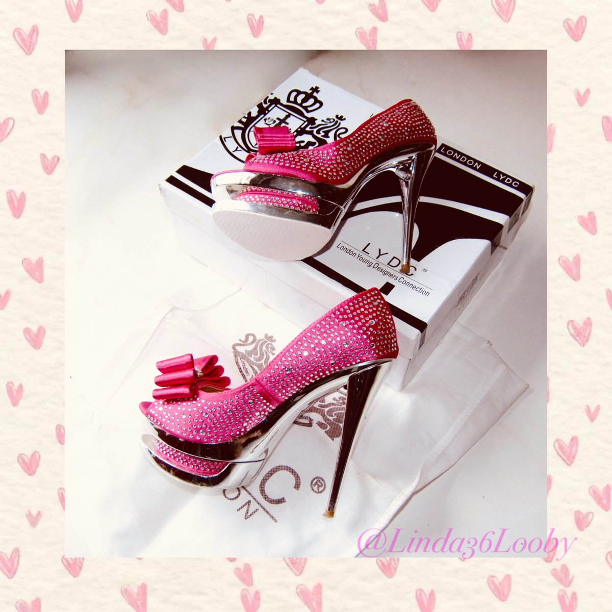 Linda36Looby's tweet photo. I FINALLY found someone to replace the soles on my favourite pink platforms from LYDC! It’s supposed to mean London Young Designers Collective, but the repair man  said it means Lady, Your Designer lives in China…😂😂😂 all  set  up  now  for  Valentine’s  Day  tomorrow  😘❤️❤️ https://t.co/iuur8MKPg0
