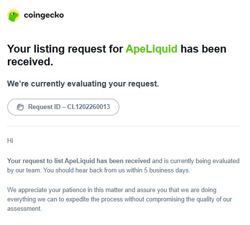 apeliquid_pro's tweet photo. CoinGecko has received the listing request for $ApeLiquid ๐
Weโre moving forward.
Weโre building momentum.
Weโre just getting started.
Ape into the future of perpetual trading. ๐ฆโก
#ApeLiquid #coingecko #pumpfun #solana #memecoin #Perpetual #CryptoCommunity #soltrending https://t.co/qWwlplbgEm