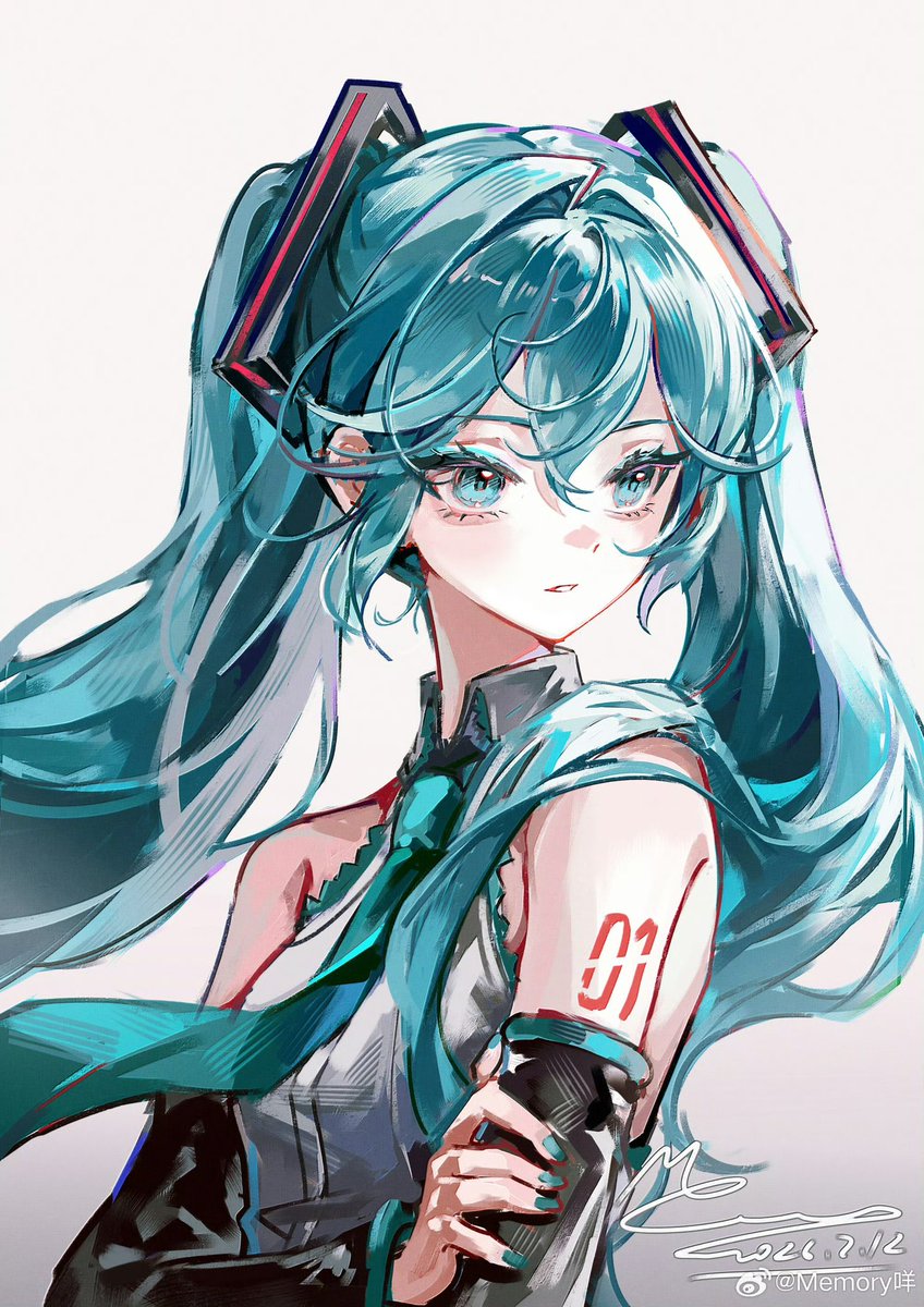 真是的！为什么还不快注意到呐！

听歌上头的速涂miku
留存一下绘画记录
#初音ミク