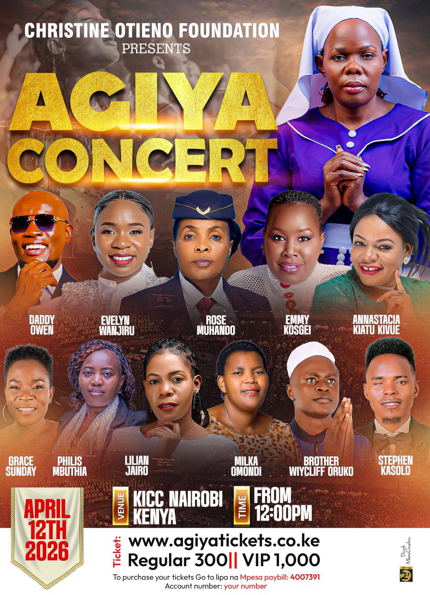 Get your tickets agiyatickets.co.ke
#AgiyaConcert #KICC 
HAKUNA KUKOSA .
Nairobi Senator Edwin Sifuna ODM SG Raila Odinga Babu Owino Gachagua Jalang'o James Orengo Secretary General Catherine Omanyo Oburu Oginga Ababu Namwamba #HIVCureIsJesus