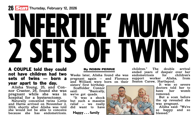 SWNSRealLife's tweet photo. EXCLUSIVE in @TheSun - Couple welcome two sets of twins born a year apart to the day despite being told they could NOT have kids 👶👶👶👶 https://t.co/gUlmWrqCyj
🖋️ @KatePounds 
📷 @CharleyAPhoto https://t.co/42U92Eg8bV