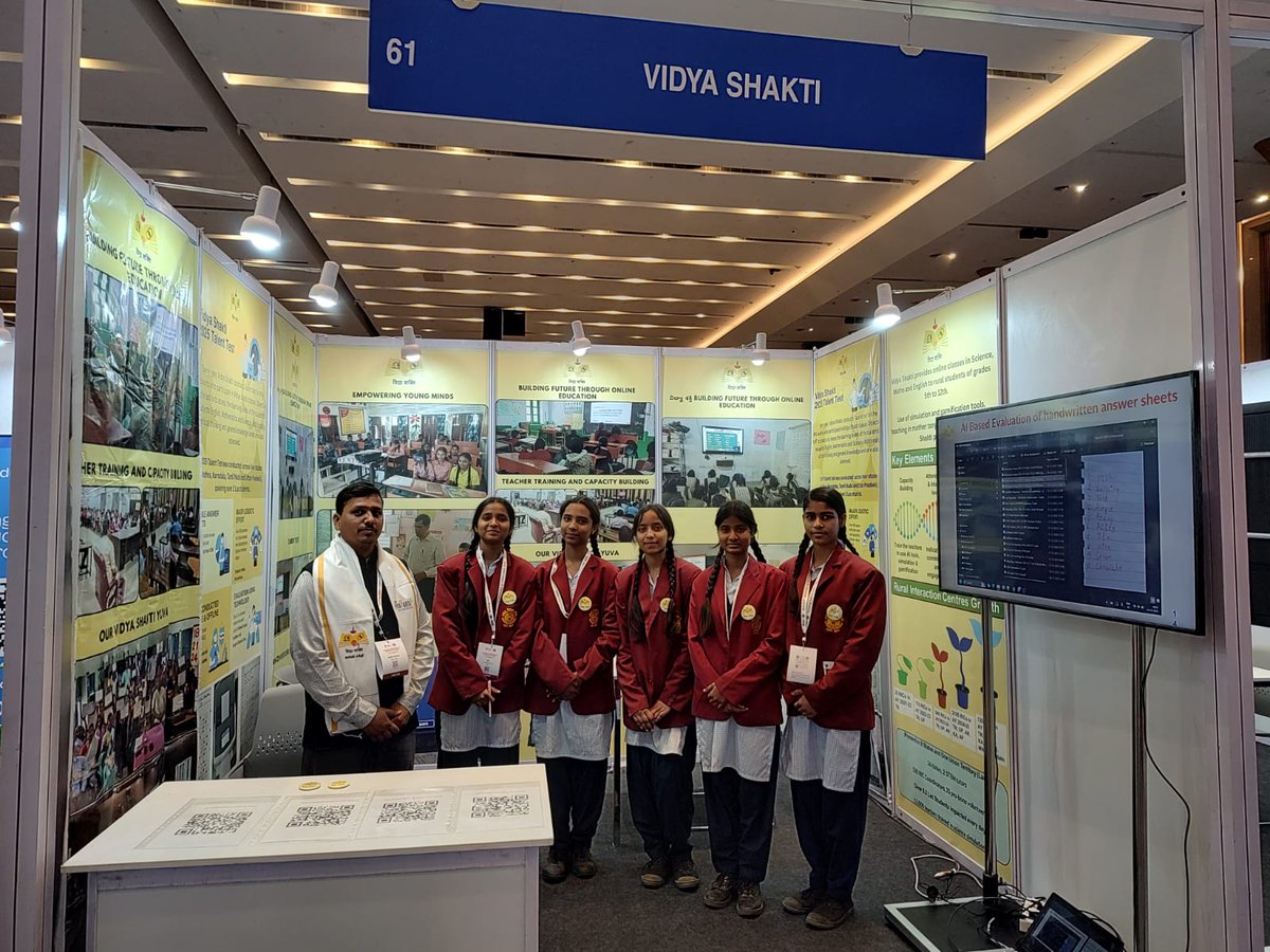 vidhya_shakthi's tweet photo. Empowering young minds through innovation!
Vidya Shakti proudly showcased our AI-driven learning initiatives at the Bodhan AI Conclave.Students from JNV Mungeshpur.
Building the future of education, one student at a time.
@EduMinOfIndia @iitmadras @PMOIndia 
 #BodhanAIConclave https://t.co/ugNTIVLSWV