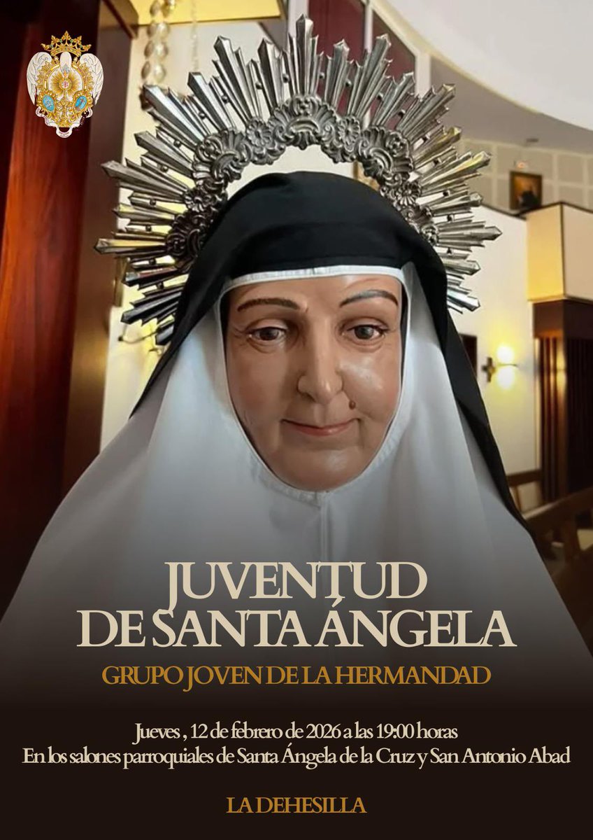 JUVENTUD🔴

En la jornada de hoy, la Hermandad de Santa Ángela convoca a todos los jóvenes de la hermandad.

Durante la reunión se dará acogida a nuevos miembros y se organizarán los actos de cara a la próxima Cuaresma.

#HermandaddeSantaÁngela
#LaDehesilla
#AmoryHumildad