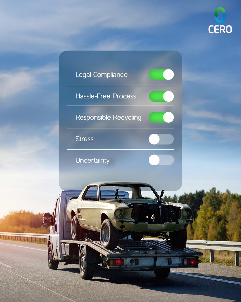 Less uncertainty. More responsibility. 
That’s vehicle recycling with CERO.

#CeroRecycling #ResponsibleRecycling #ELV #Sustainable