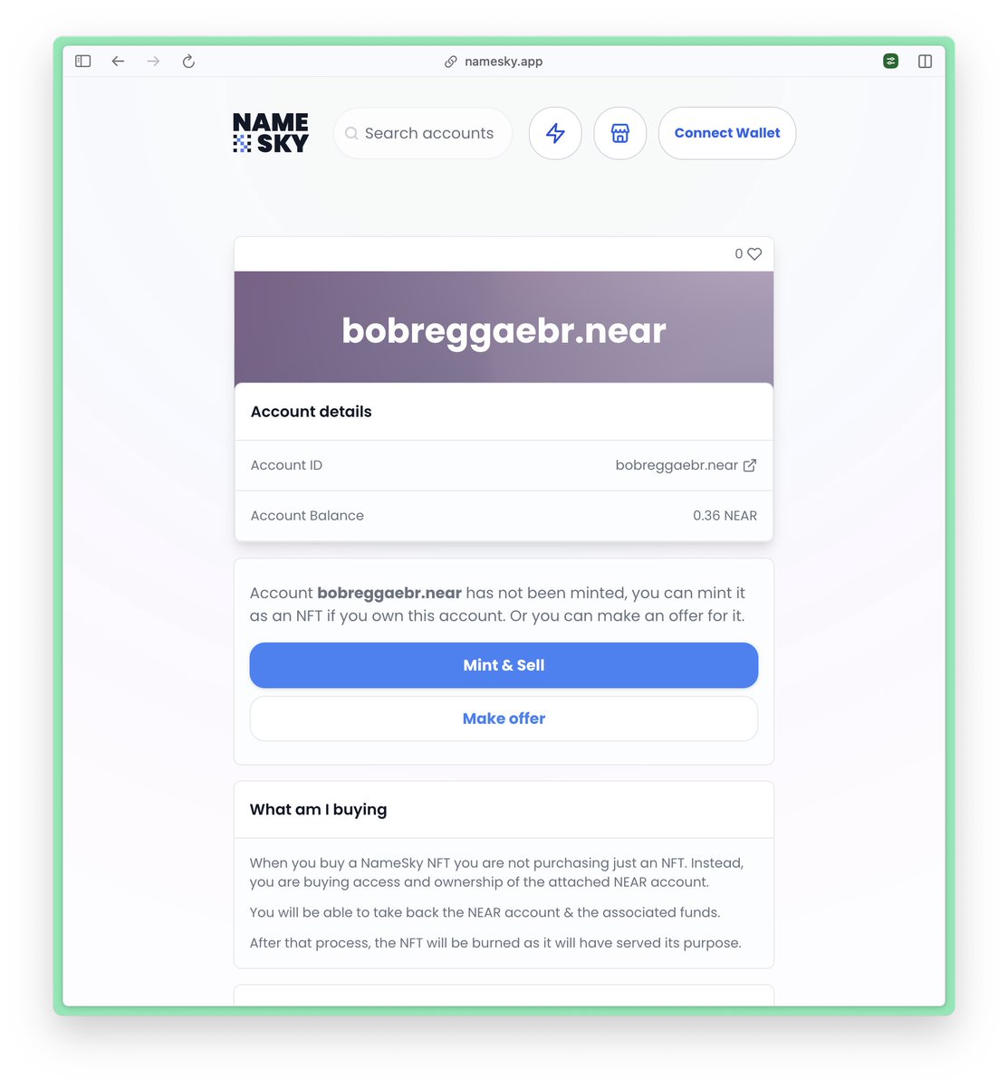 NameSky | NEAR account marketplace tweet media