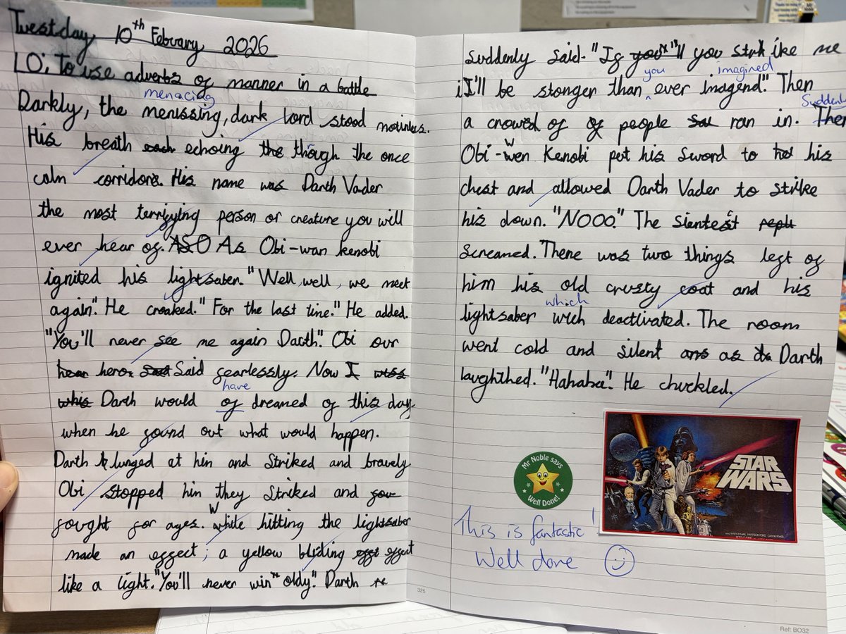 NorthlandsPri's tweet photo. Look at this fabulous piece of descriptive writing from one of our Year 3 children for decades week π€© #decadesweek #1970s #StarWars https://t.co/zeIgXGU8J7