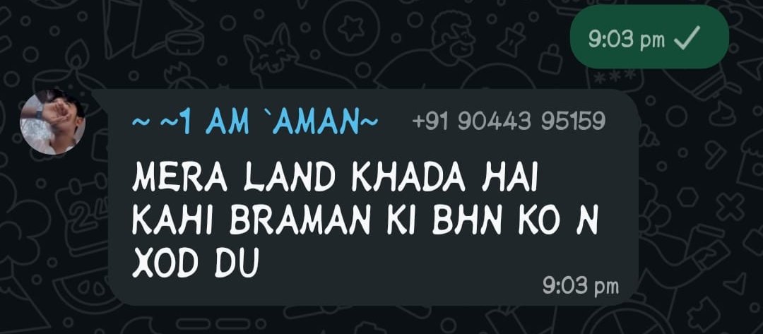 कृपया संज्ञान लें: <a href="/sitapurpolice/">Sitapur Police</a>

नाम: अमन सैनी
पता: लोनियन पुरवा, थाना: कोतवाली,सीतापुर

इसके द्वारा ब्राह्मण समाज पर बेहद अपत्तिजनक/अपमानजनक टिप्पणी किया गया है जिससे ब्राह्मण समाज में भारी आक्रोश है! कृपया जल्द से जल्द गिरफ्तारी सुनिश्चित करें <a href="/Igrangelucknow/">IG Range Lucknow</a> <a href="/adgzonelucknow/">ADG Zone Lucknow</a>