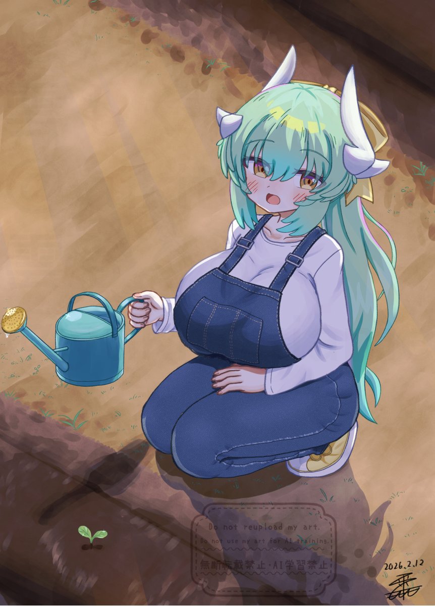 きよひー「旦那様、見てください！　わたくしと旦那様、二人で植えた種から芽が出ましたよ！　これからもわたくしたち、二人でこの子を育てましょうね！」
#FGO 　＃清姫