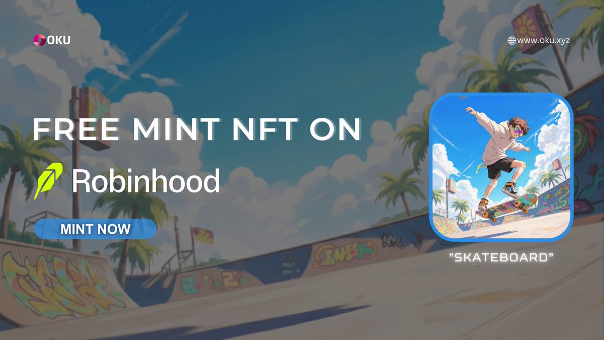 Free Mint 'Skateboard 🛹' NFT On Robinhood Testnet

🔗 Skateboard 🛹: oku.xyz/skateboard

RT &amp; Paste Your Wallet Address Below ⬇️🎁