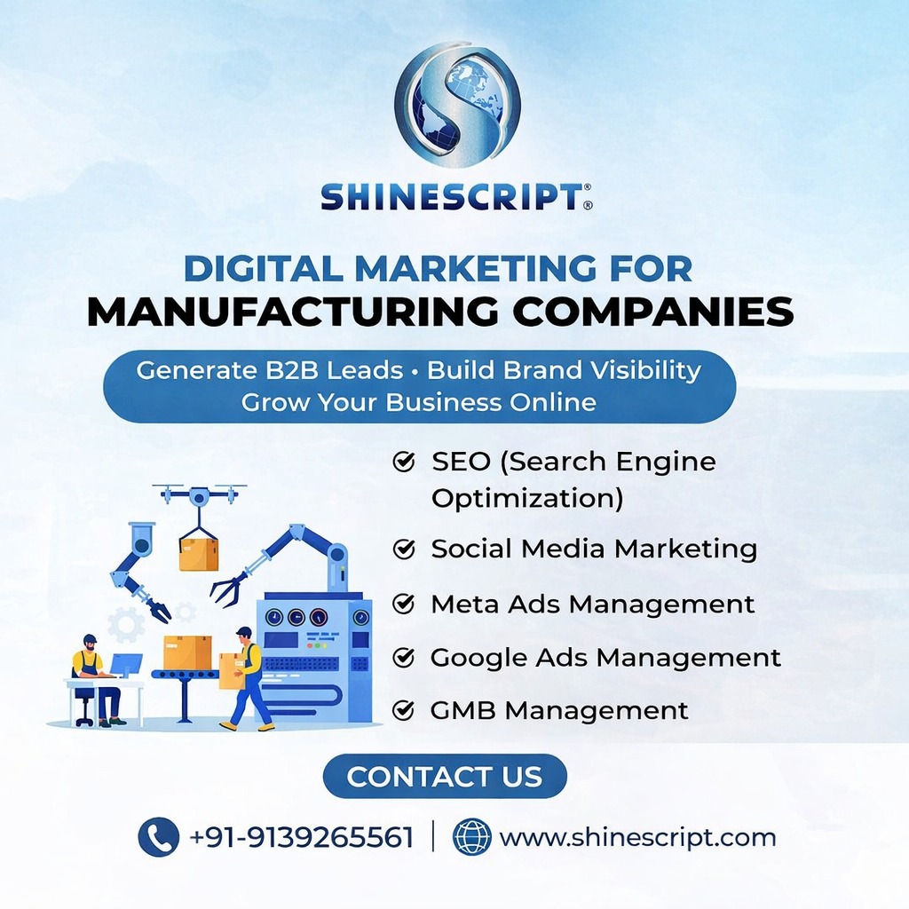 shinescript1's tweet photo. Digital Marketing for Manufacturing Companies: Shinescript is one of the leading digital marketing agencies specializing in Digital Marketing for Manufacturing Companies.
.

More info visit:https://t.co/BfjtgZuIzo
#ShineScript #DigitalMarketingAgency #ManufacturingMarketing https://t.co/XSpGvRZwMV