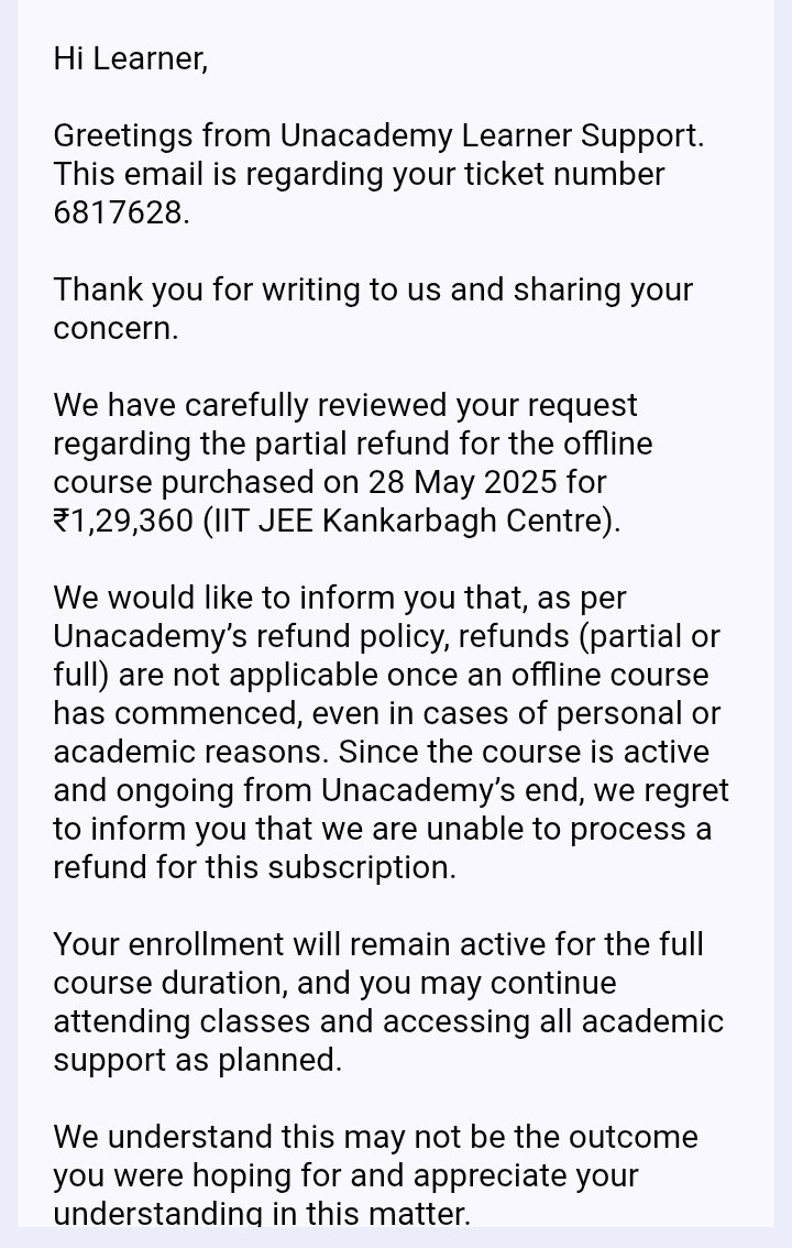 fire_free28560's tweet photo. My grievance number is 8607860 
I want had pay 1,29,360 to unacademy for quality of education but I didn't get so I want to take my partial refund for 1 year and they are not giving me I want help now  @ConsumerHelpBBR @EduMinOfIndia @PMOIndia @nch1915 @consumercourtin https://t.co/3oy0qrAxBE