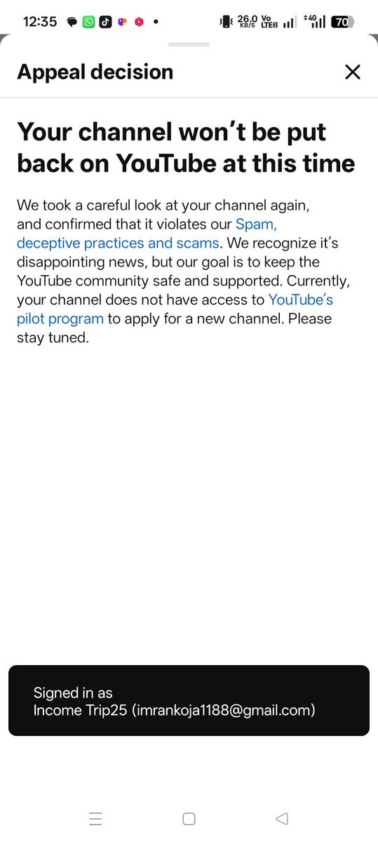 "Hi <a href="/TeamYouTube/">TeamYouTube</a>, my channel was terminated for 'Spam &amp; Deceptive practices' but I believe this is a mistake. My content is 100% original, using my own voice and hard work. My appeal was rejected without a proper manual review. Please help me recover my channel and hard <a href="/YouTube/">YouTube</a>