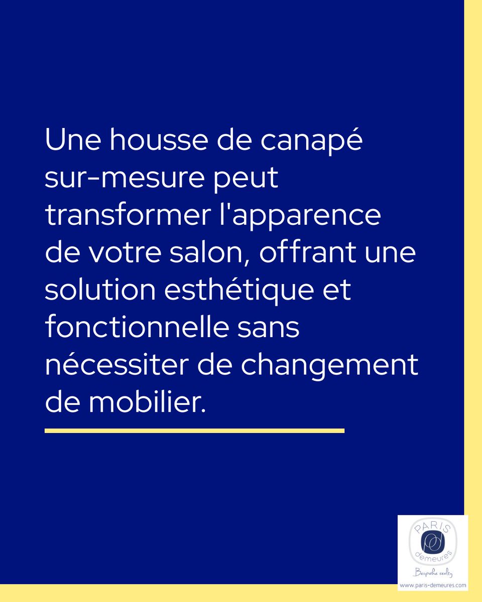 ParisDemeures's tweet photo. Transformer votre salon sans changer de mobilier ? C'est possible grâce à une housse de canapé sur-mesure. 🎨 Pourquoi est-ce important ? Le salon est souvent le cœur de notre maison, et un canapé peut en définir l'atmosphère. Une housse sur-mesure offre une nouvelle vie (1/4) https://t.co/XyEK5SIbGy