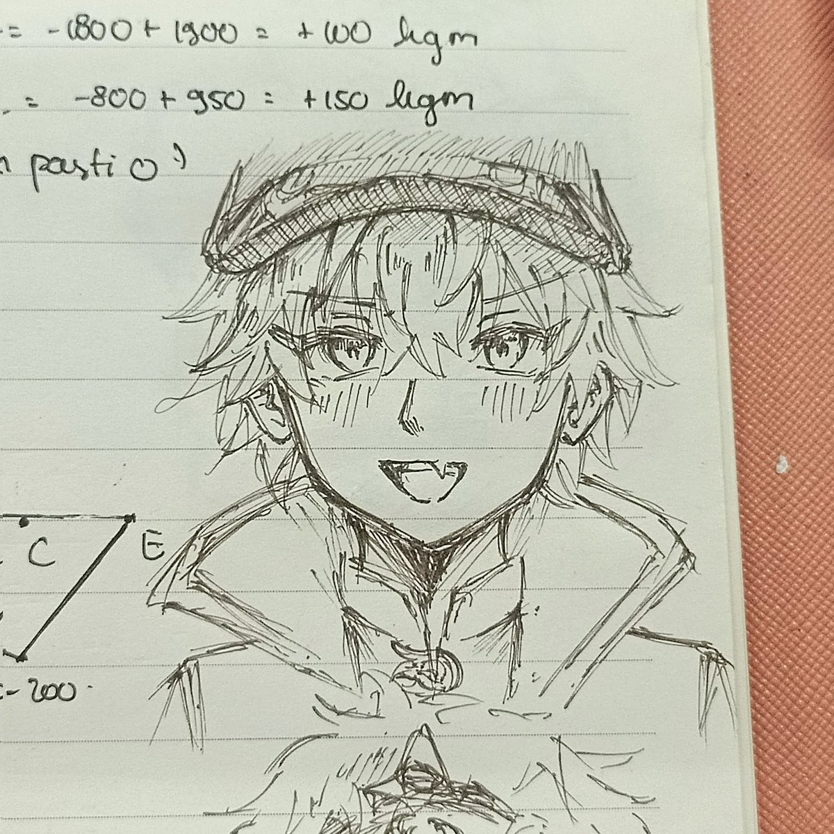 Sillyuuki's tweet photo. 🧊🔥 doodle in class https://t.co/HtqSR7arc3