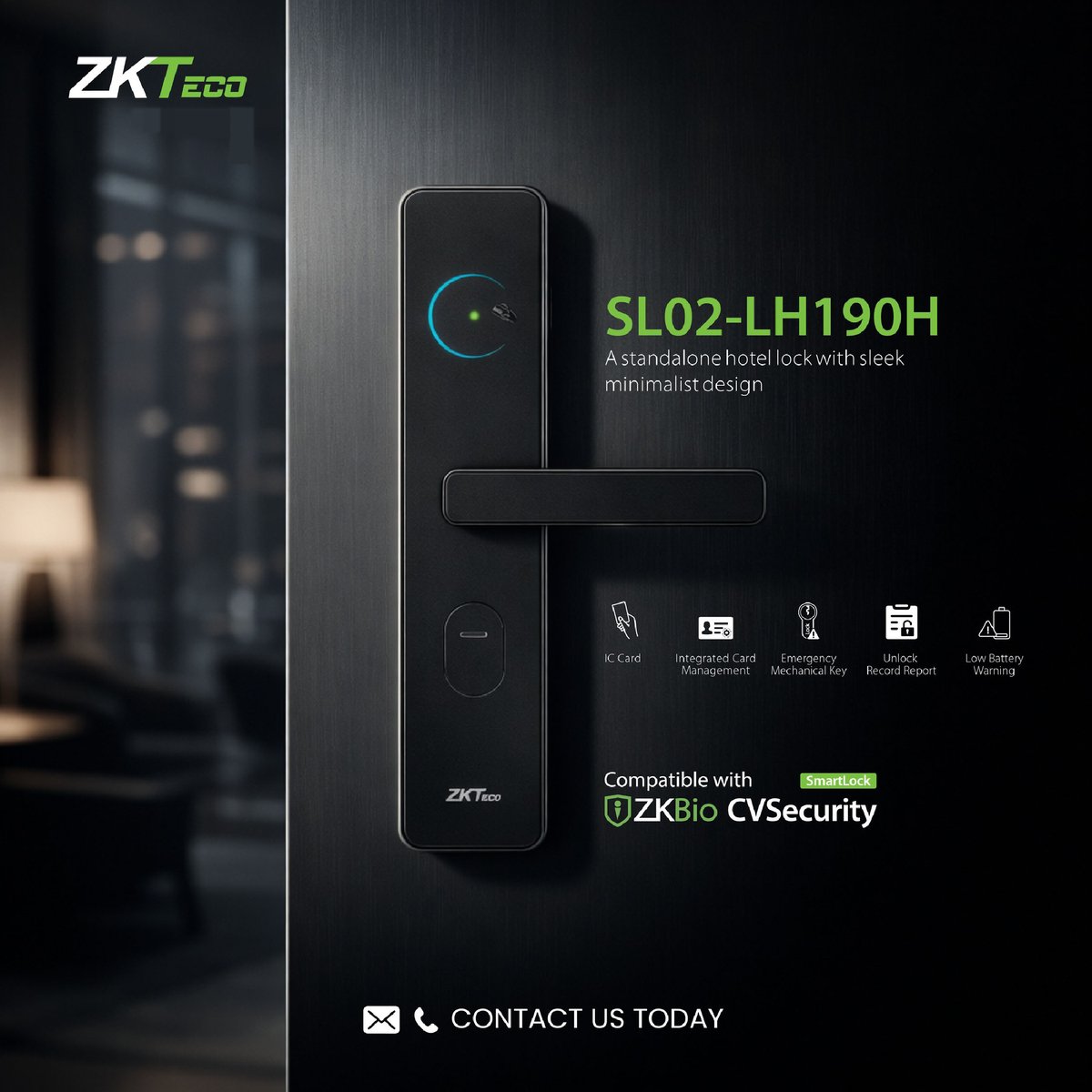 ZKTeco_Pakistan's tweet photo. ZKTeco SL02-LH190H Smart Hotel Lock 🔐Compatible with ZKBio CVSecurity – Smart Hotel (Offline Hotel Lock Solution)

Smart security for modern hospitality. 🏨✨

📩pakistan@zkteco.com | 0333 4567670

#hotel #SecurityAlert #keylesslock #zkteco https://t.co/bycFadhXz1