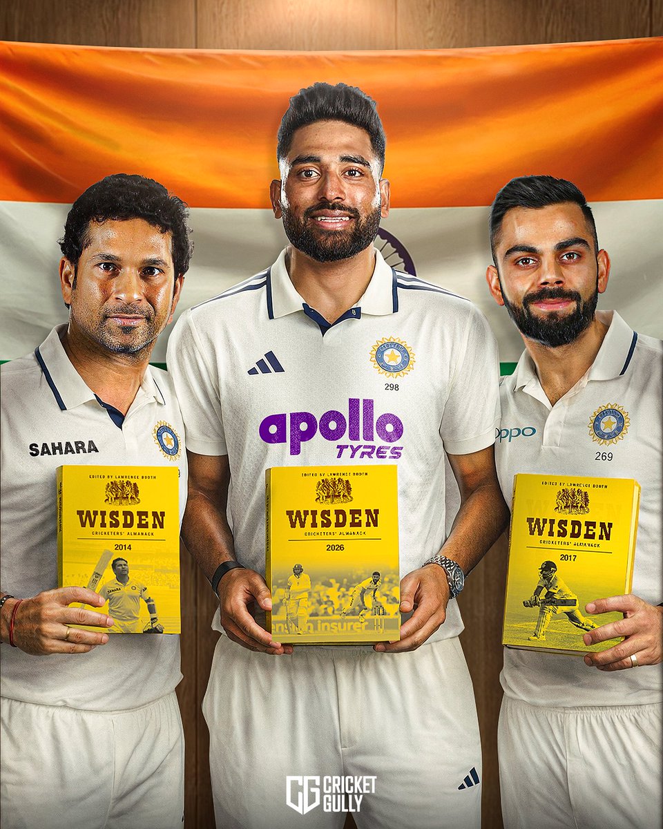 Siraj becomes the third Indian to feature on the cover of the Wisden Almanack, after Sachin (2014) and Kohli (2017). 🇮🇳
