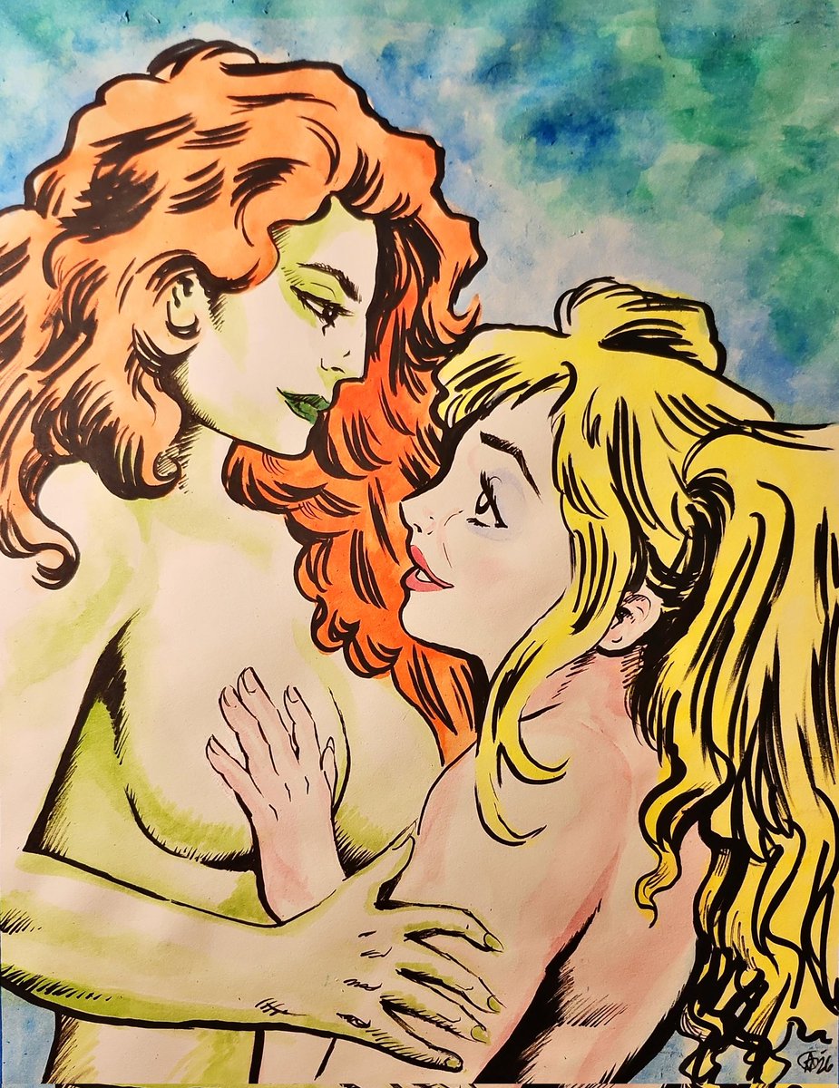 Drew90888211's tweet photo. Odd Couples for drink n draw tonight with Comic Jam Hawaii. I based this tender moment between Poison Ivy & Harley Quinn on a drawing by an artist with the handle yrkhn on Tumblr. See comments for their link.
#comicjamhawaii #drinkanddraw #dccomics #HarleyQuinn #poisonivy #love https://t.co/AuMdkBsfJK