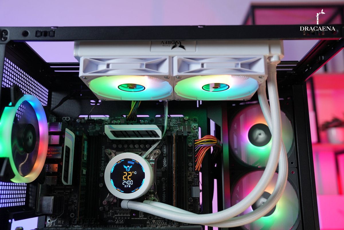 dracaena_tech's tweet photo. Now in White 🤍

The Osprey 240mm AIO Single Screen is available in both Black and White, so your cooling fits your build - not the other way around.

🛒 Shop now: https://t.co/FIcdXeJFzW

#AIOCooler #PCBuild #CustomPC #Dracaena