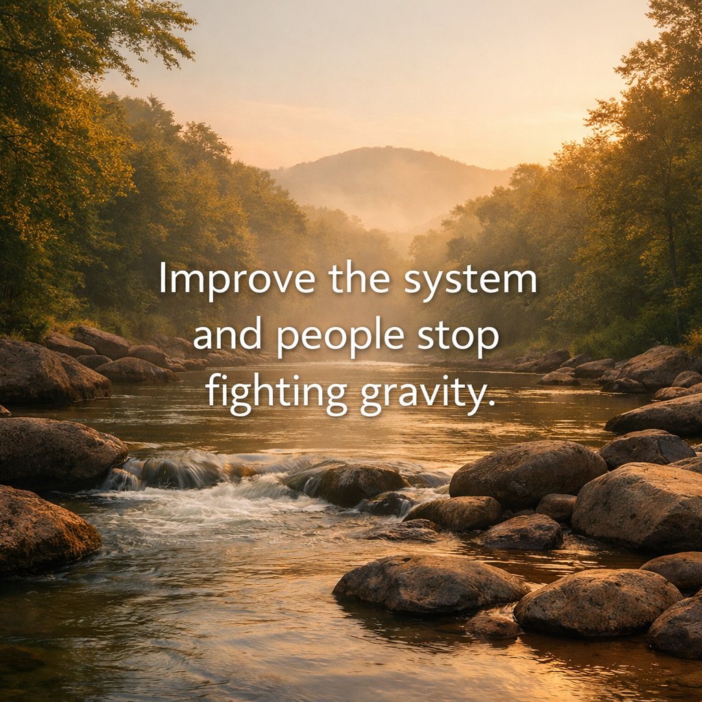 Kanbannavigator's tweet photo. If gravity disappeared from your system tomorrow, what would suddenly start flowing?

#Kanban #ImproveTheSystem #FlowEngineering #SystemsThinking #ContinuousImprovement https://t.co/T7FXAZVGQu