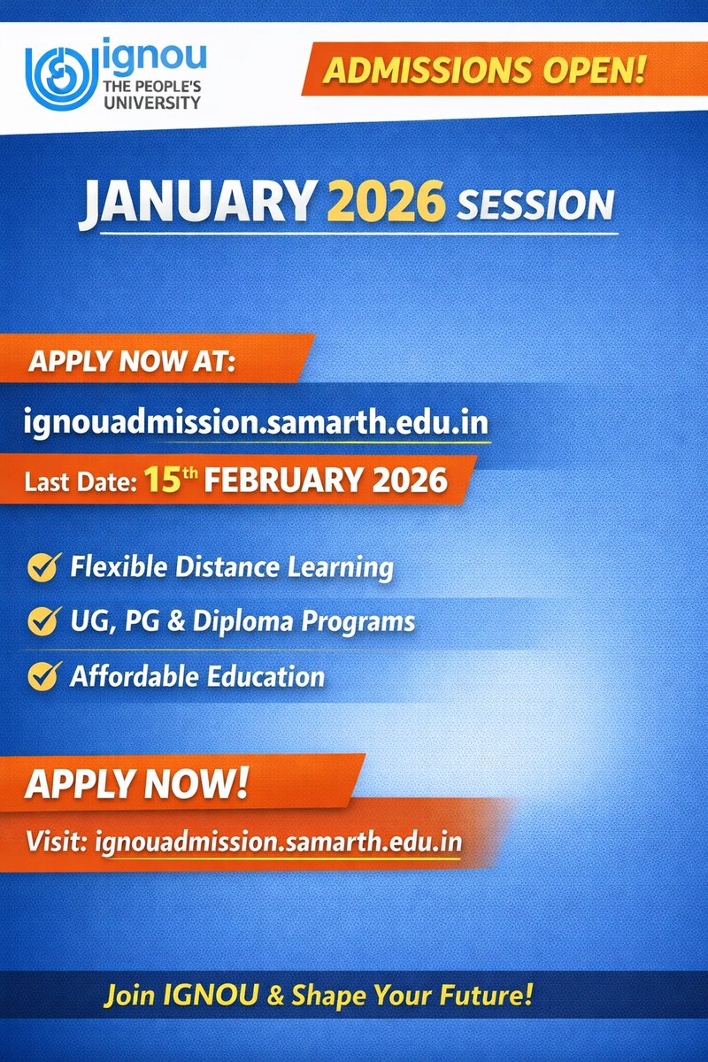 Fresh Admission Link:
ignouadmission.samarth.edu.in