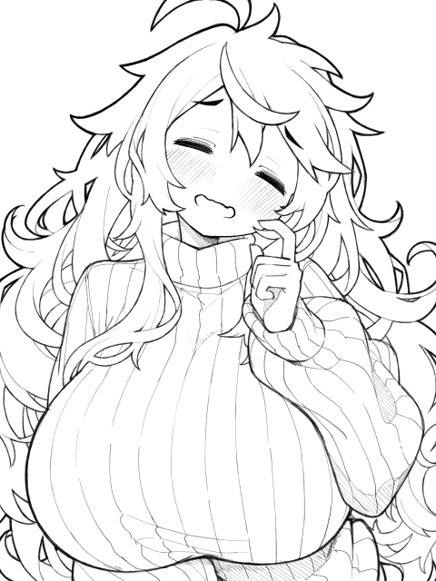 WIP 癖毛もボサボサを大好きだからつい毛束を遊ばせまくって手を痛める、塗りきれず休憩 