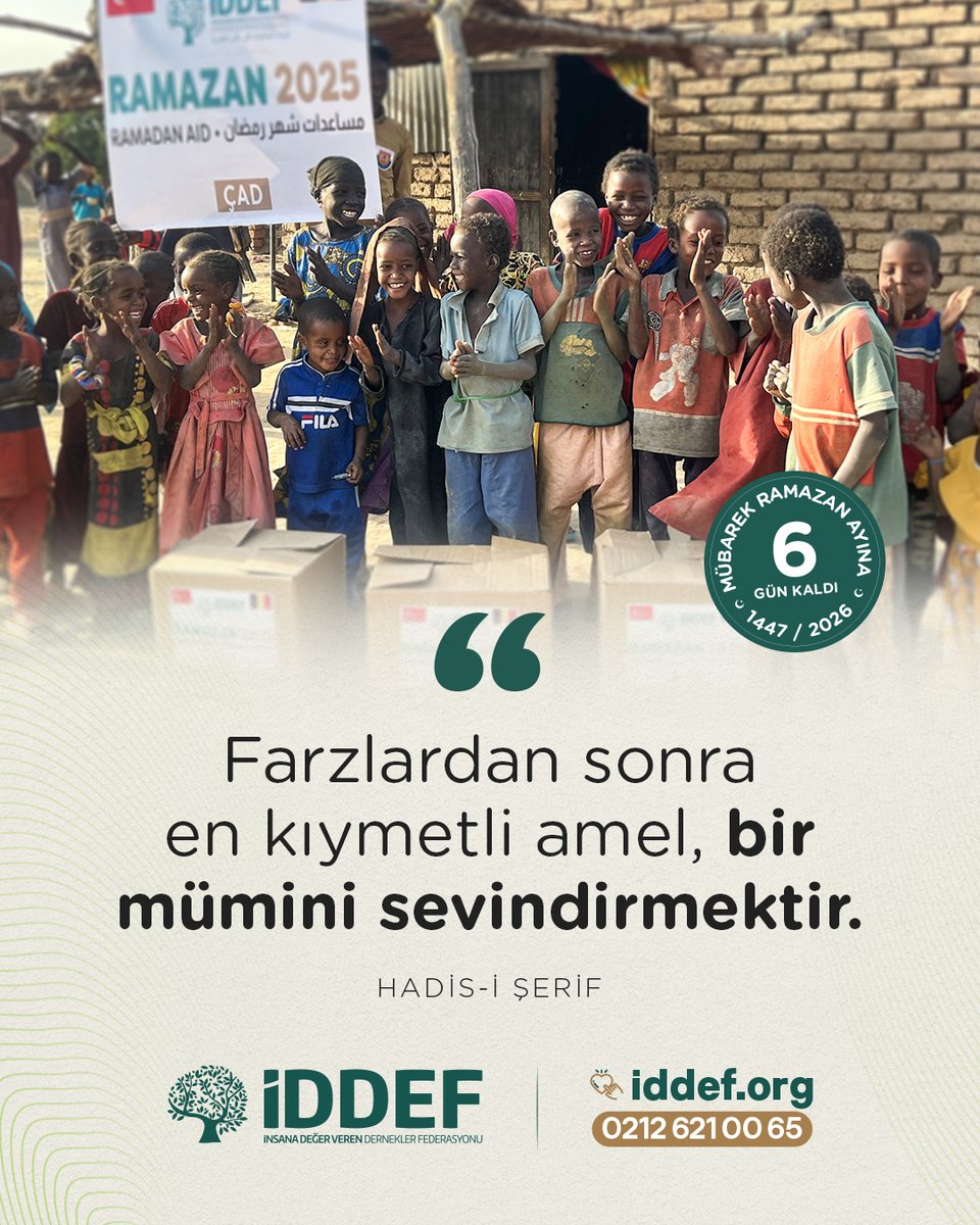 iddef's tweet image. #HayırlıCumalar

RAMAZAN'A SON 6️⃣ GÜN!

❝Farzlardan sonra en kıymetli amel, bir mümini sevindirmektir.❞
♦️ Hadis-i Şerif | Taberani
Bu Ramazan 🌙 #SeninleBereketlensin 🤲🏻

🌐 iddef.org/bagis#projeler