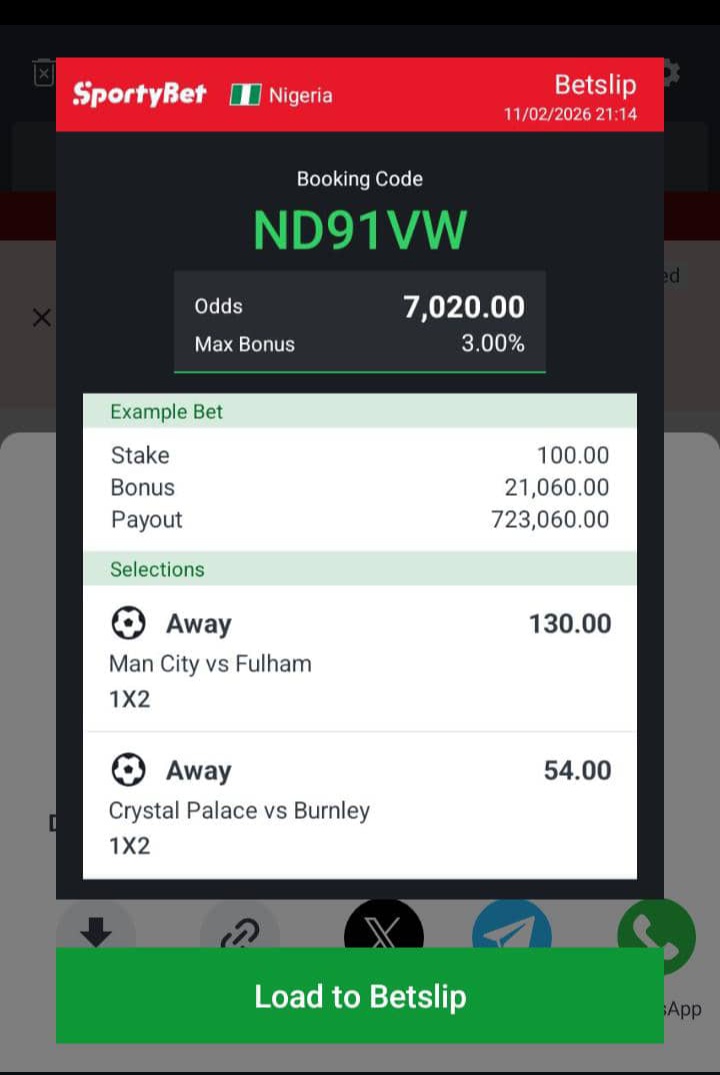 Fullham denied my live 7k odd  😢 I don't why I didn't play it separately <a href="/Ekitipikin/">Mayor Of Ekiti</a> <a href="/Mrbankstips/">MrBanks💰</a> <a href="/mrbayoa1/">Mr Bayo</a> <a href="/MegaGreat2/">Great punter🏆</a> <a href="/TalentedFBG/">Talented🏀🏀 🇳🇬🇿🇦</a>