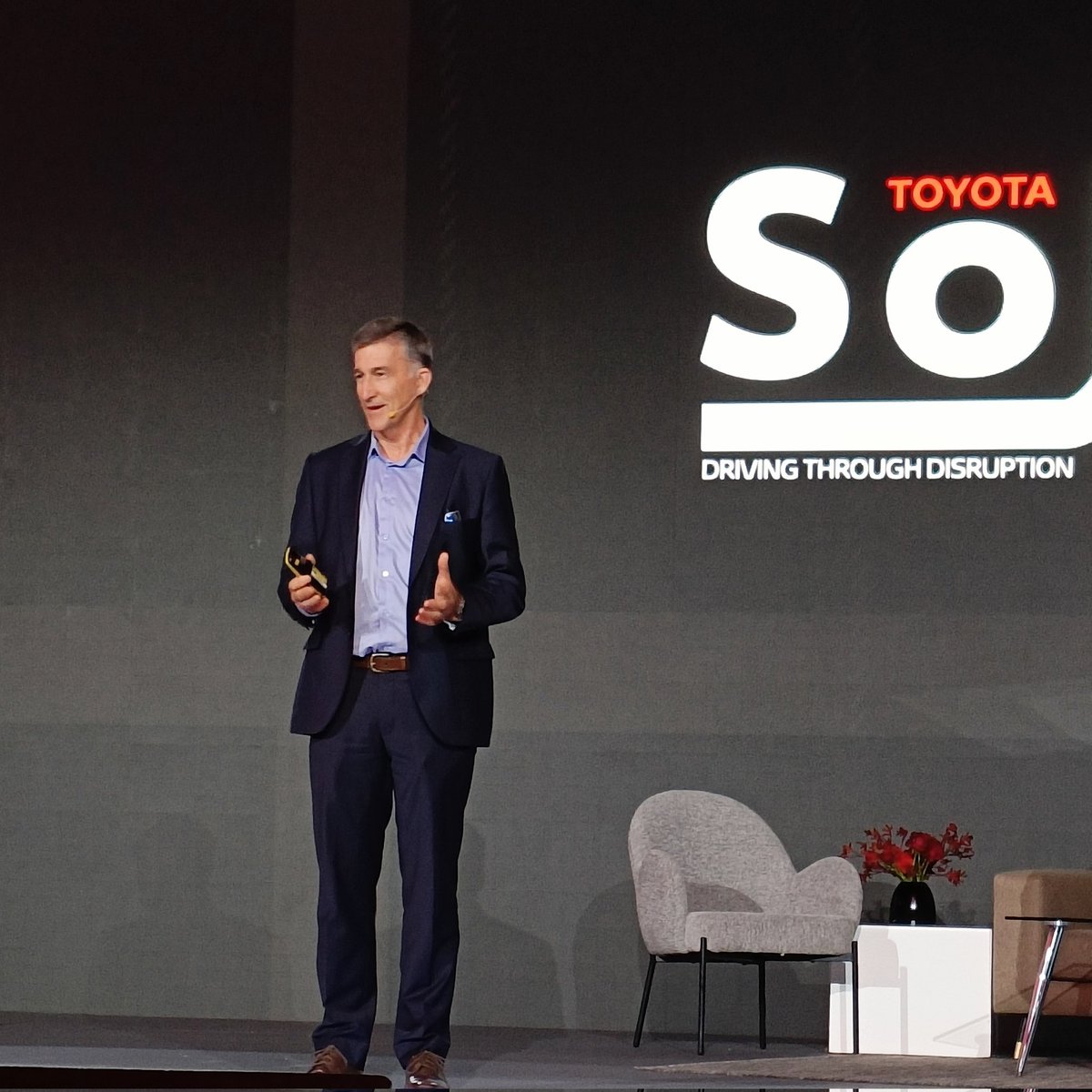 President and CEO of Toyota South Africa Motors Mr Andrew Kirby has taken to the stage. 

Kirby says the industry is currently going through some disruption, both in Mzansi and internationally. 

He says one of the ways Toyota deals with disruption is through adaptation.