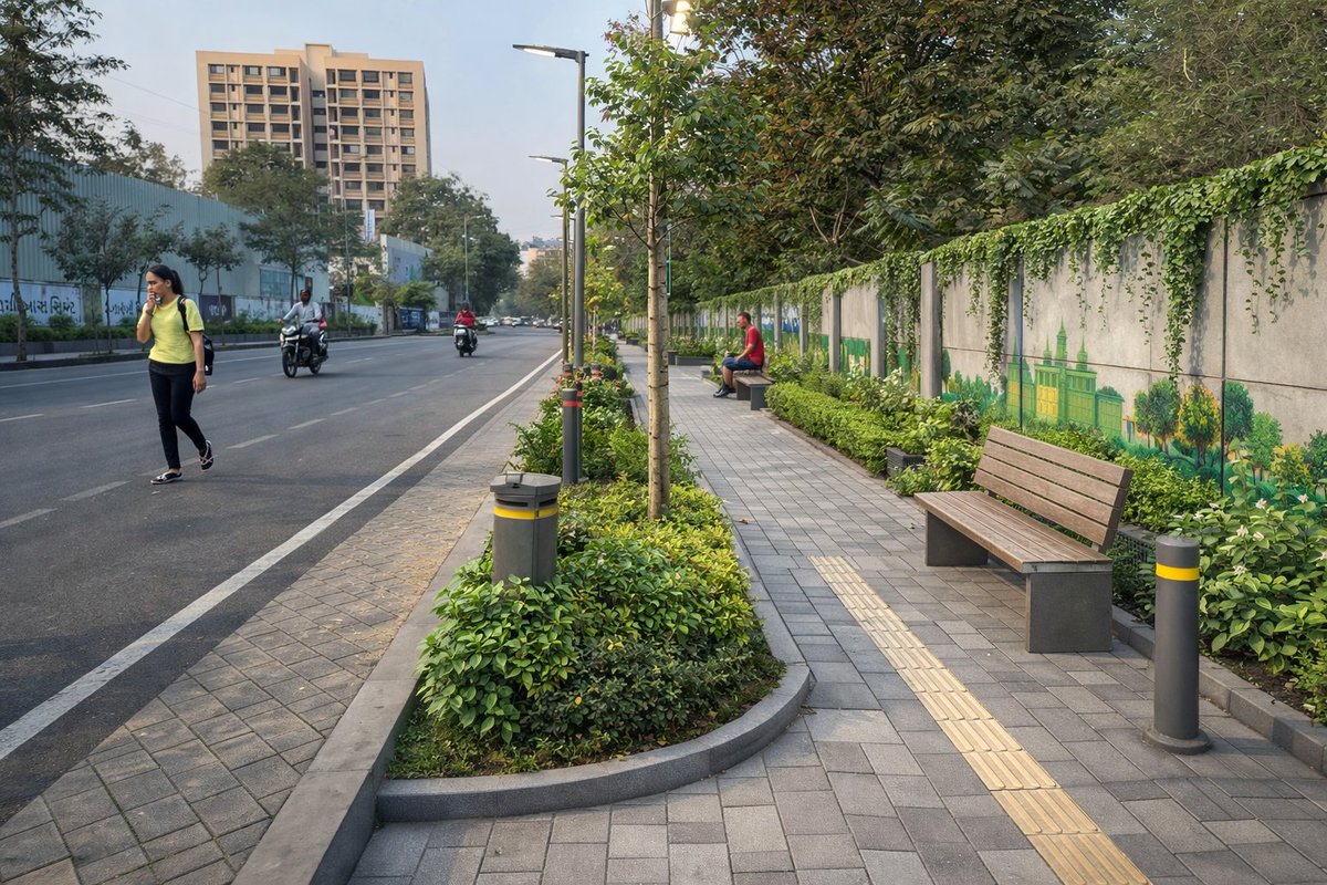 Same road. Same space.

One version: debris, dust, broken edges.
Other version: footpath, trees, benches, lighting, dignity.

Urban planning isn’t rocket science. It’s priority.

If we can build smart corridors, why are basic sidewalks still a luxury?